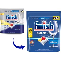 Finish | Quantum | Detergent pentru masina de spalat vase Lemon, 36 capsule