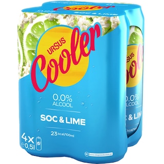 Ursus Cooler | Bere fara alcool cu aroma de soc si lime 4x500ml