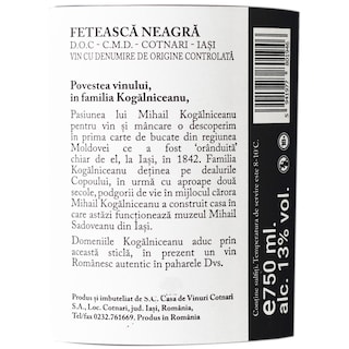 Domeniile Kogalniceanu | Vin rosu Feteasca Neagra 0.75L
