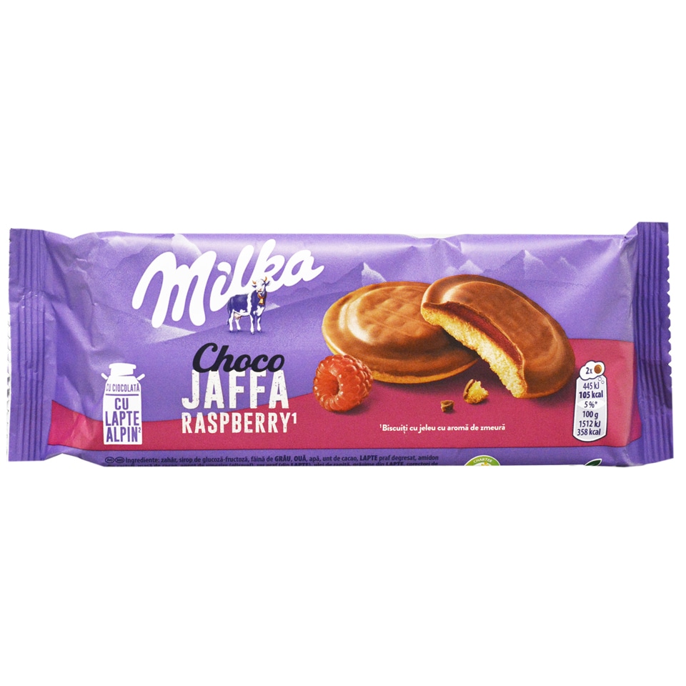 Milka | Biscuiti cu jeleu cu aroma de zmeura Choco Jaffa 147g