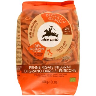 Alce Nero | Paste Penne rigate din grau integral si linte bio 500g
