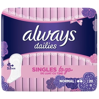 Always Dailies | Absorbante zilnice Normal To Go, 20 bucati