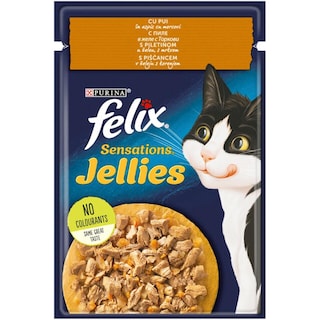 Felix | Sensations | Hrana umeda pentru pisici, cu pui in aspic cu morcovi 85g