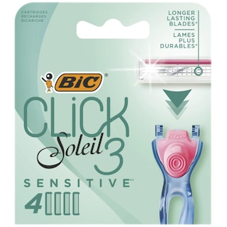 Bic | Click 3 Soleil Sensitive | Rezerve aparat de ras Sensitive, 4 bucati, 3 lame