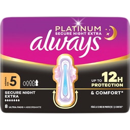 Always | Platinum | Absorbante Secure Night Extra, marimea 5, 8 bucati