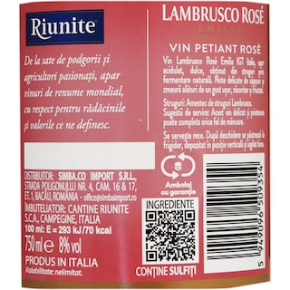 Riunite | Vin petiant rose 750ml