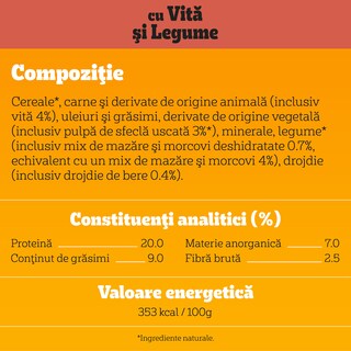 Pedigree | Hrana uscata completa cu vita si legume pentru caini adulti 3kg