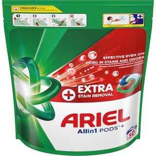 Ariel | Detergent + Extra Clean Power, 50 capsule