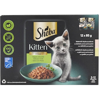 Sheba | Hrana umeda pentru pui de pisica, selectie mixta in sos 12x85g