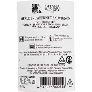 Gitana Winery | Vin rosu Cabernet Sauvignon & Merlot 0.75l