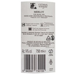 Gitana Winery | Vin rosu sec Merlot 0.75L