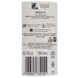 Gitana Winery | Vin rosu sec Merlot 0.75L
