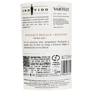Chateau Vartely | Individo | Vin alb sec feteasca regala si Riesling 0.75L