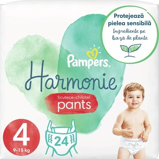 Pampers | Harmonie | Scutece-chilotel Marimea 4, 9-15 kg, 24 buc.