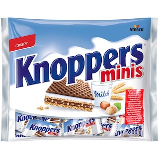 Knoppers | Napolitane crocante cu crema de lapte si alune de padure 200g
