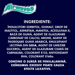 Airwaves | Guma de mestecat fara zahar cu arome de menta si eucalipt 64g