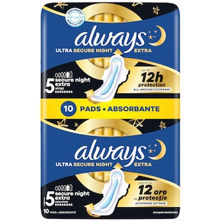 Always | Ultra | Absorbante marimea 5 Secure Night Extra, 10 bucati