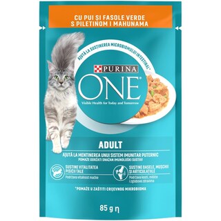 Purina One | Hrana umeda completa, pentru pisici adulte, cu pui si fasole verde in sos 85g