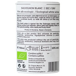 Domeniul Bogdan | Vin alb sec Sauvignon Blanc bio 0.75L