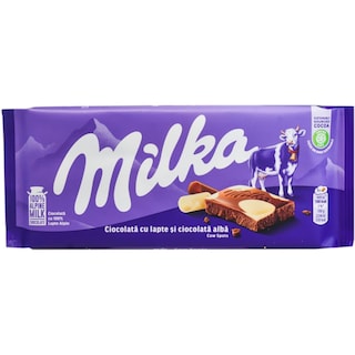 Milka | Happy Cows | Ciocolata cu lapte alpin si ciocolata alba 100g