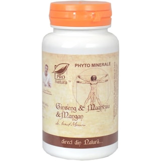 Pro Natura | Supliment alimentar Ginseng, magneziu si mangan 60 capsule