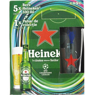 Heineken | Pachet bere 5 x 0.33L + pahar