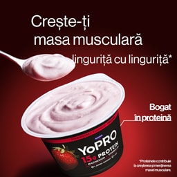 YoPRO | Produs lactat fermentat cu capsuni, bogat in proteine, 0,1% grasime 160g