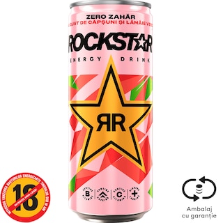 Rockstar | Energizant cu gust de capsuni si lime fara zahar 250ml