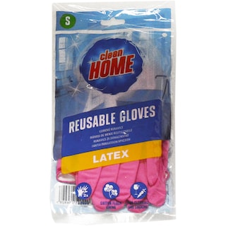 Clean Home | Manusi de menaj reutilizabile, 2 perechi, marimea S. Cu profil anti- alunecare pentru o prindere ferma. Captuseala cu fibre din bumbac. Pentru curatenie si prepararea alimentelor.