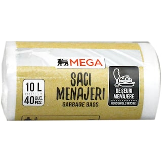 MEGA | Saci menajeri albi, 10L, 40 bucati