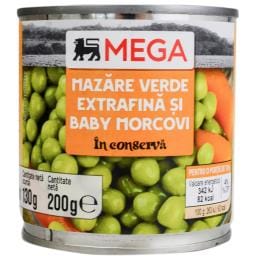 Mazare verde extrafina si baby morcovi 200g