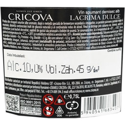 Cricova | Vin spumant Lacrima Dulce 0.75L