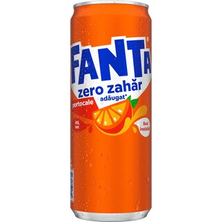 Fanta Zero Zahar | Bautura carbogazoasa cu suc de portocale, zero zahar 0.33L