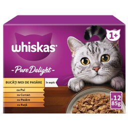 Whiskas | Hrana umeda pentru pisici, cu pui in aspic 12x85g