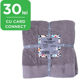 French Bull | Prosop pentru fata, gri, 50x100 cm, set 2 bucati