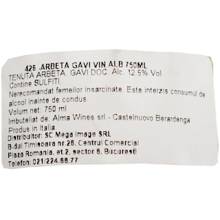 Arbeta Gavi | Vin alb Cortese 0.75L