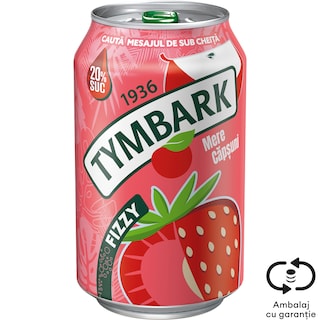 Tymbark | Bautura racoritoare carbogazoasa cu suc de mere si capsuni 0.33L