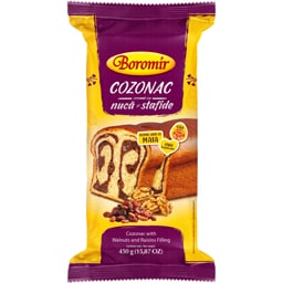 Cozonac cu crema cu nuci si stafide 450g