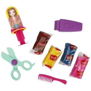Crafy | Set de modelare din plastilina pentru coafat, Crafy, 11 piese, 200g