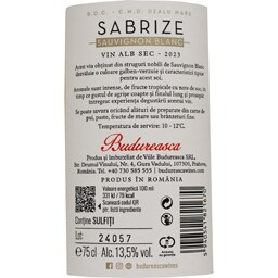 Budureasca | Sabrize | Vin alb sec Sauvignon Blanc 0.75L
