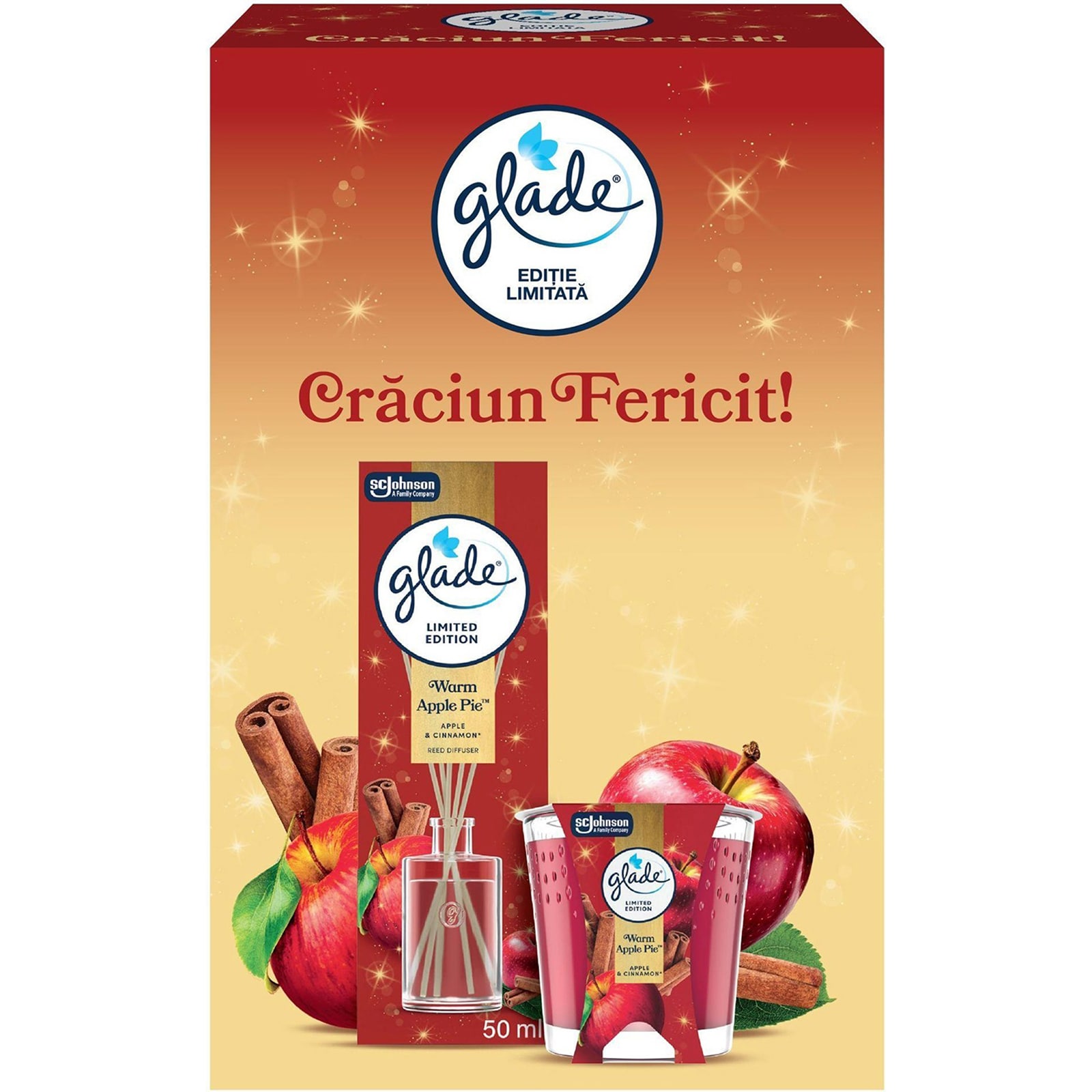 Glade | Set candela si betisoare parfumate Warm Apple Pie | Mega-image