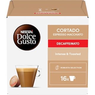 Nescafe | Dolce Gusto | Cafea decofeinizata Cortado Espresso Macchiato, 16 capsule