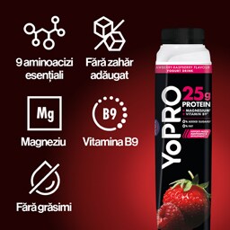 YoPRO | Iaurt de baut cu capsuni si zmeura 300g