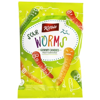 Bomboane gumate acrisoare cu aroma fructe, viermisori 100g