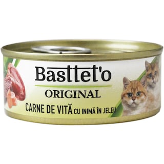 Bastteto | Hrana umeda pentru pisici, vita cu inima in jeleu 85g