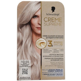 Creme Supreme | Vopsea permanenta pentru par, 10-55, blond argintiu rece