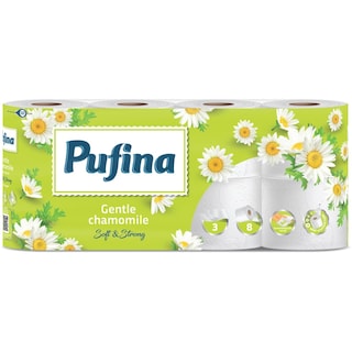 Pufina | Hartie igienica musetel, 3 straturi, 8 role