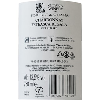Gitana Winery | Vin alb sec Chardonnay & Feteasca Regala 0.75L