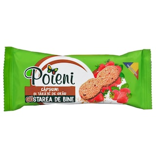 Poieni | Biscuiti cu capsuni si tarate de grau 40g