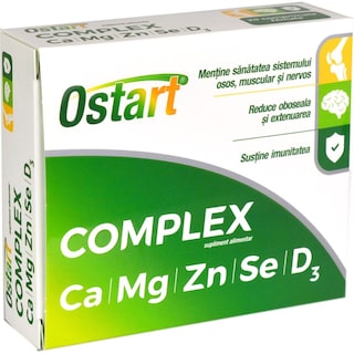 Ostart | Supliment alimentar Ostart Complex Ca, Mg, Zn, Se, D3, 20 comprimate